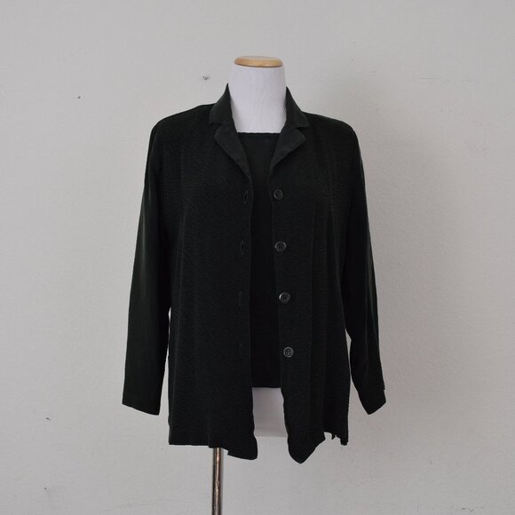 Vintage 90s Hunter Green 2 pc Jacket + blouse - Picture 4 of 10